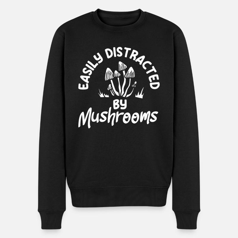 Facilement distrait par les champignons - Pull Premium bio Homme - noir