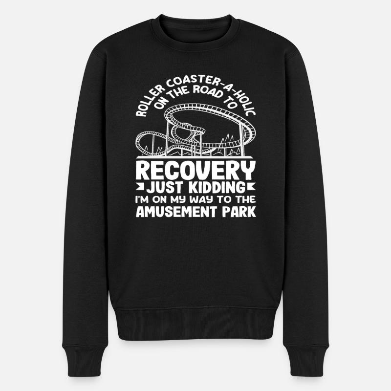 Achterbahnholiker Auf Dem Weg Zur Genesung - Männer Premium Bio Pullover - Schwarz