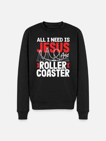 Jesus and Roller Coaster Lovers - Men's Premium Organic Jumper - black