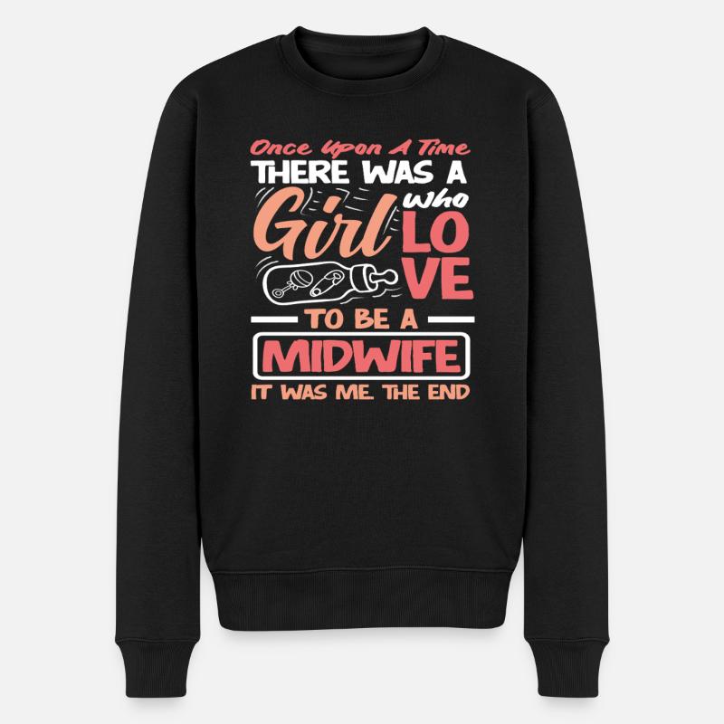 Einmal War Ein Mädchen Hebamme - Männer Premium Bio Pullover - Schwarz