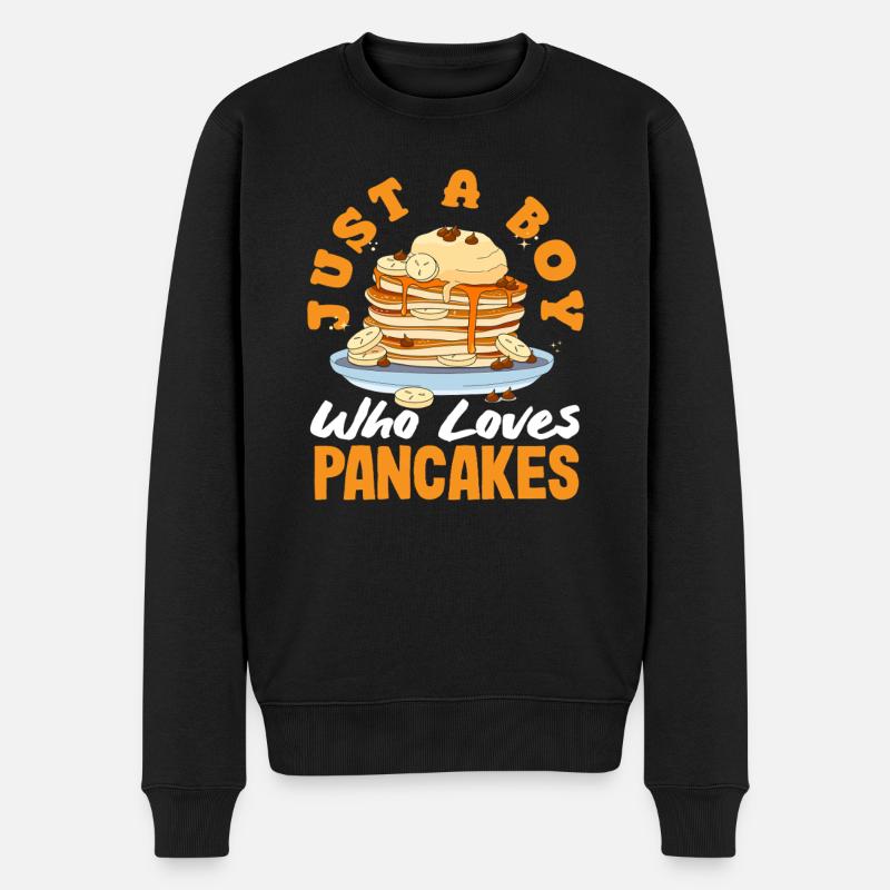 Ein Junge Der Pfannkuchen Liebt - Männer Premium Bio Pullover - Schwarz