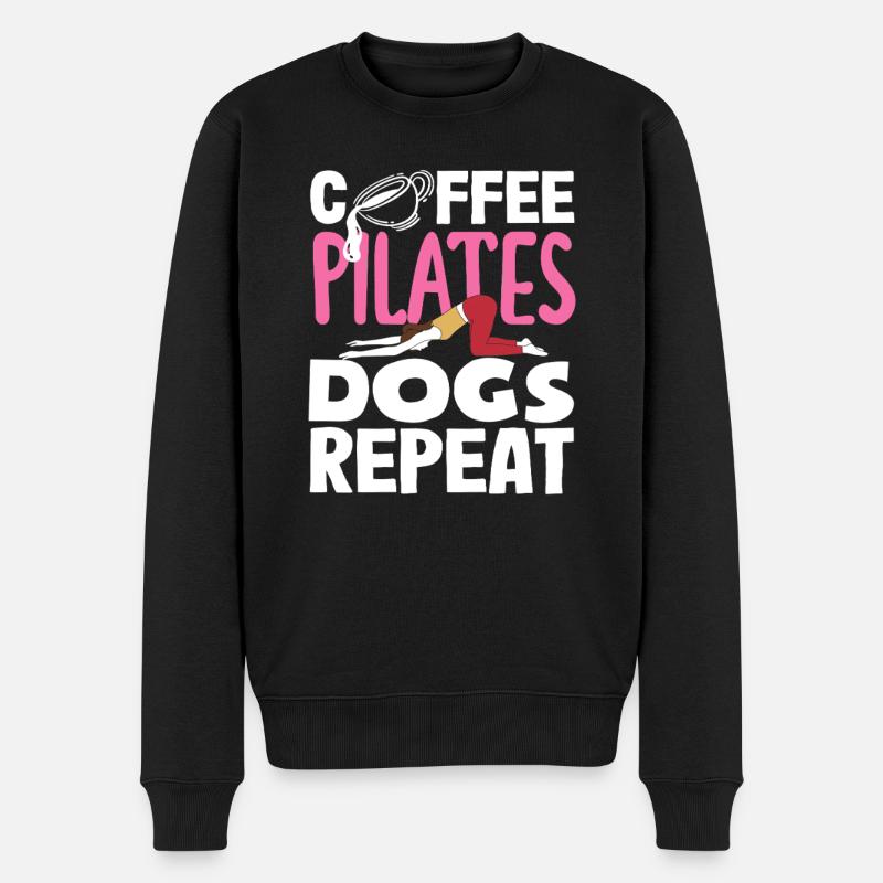 Pilates Café Chiens Répéter - Pull Premium bio Homme - noir