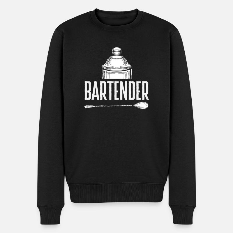 Klassischer Barkeeper Stil Mit Shaker - Männer Premium Bio Pullover - Schwarz
