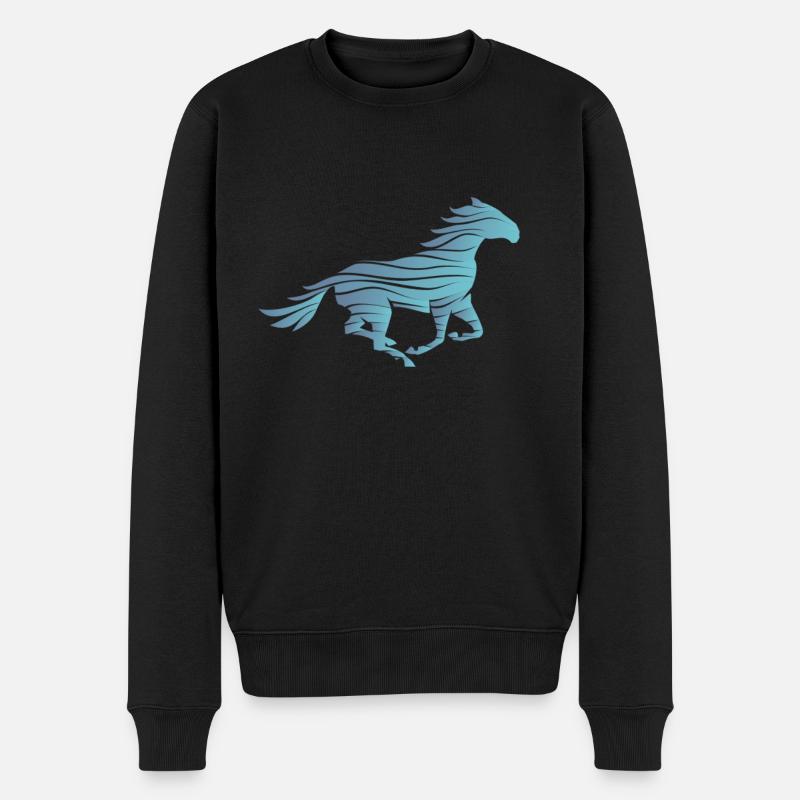 Pferd Reiten Reiterin Mädchen - Männer Premium Bio Pullover - Schwarz