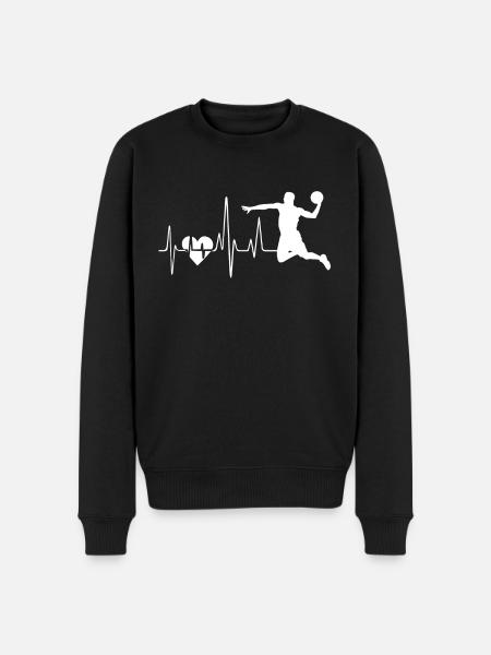 Håndbold Håndbold hjerteslag - Økologisk premium-sweatshirt til mænd - sort