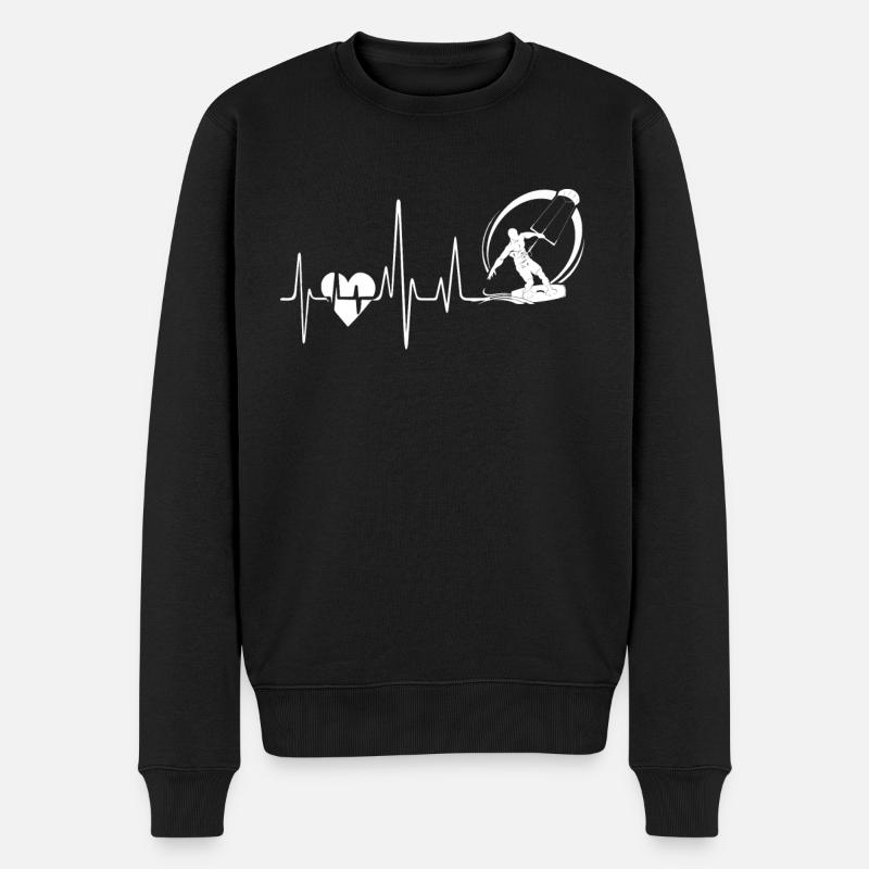 Kitesurfen Kitesurfen Herzschlag - Männer Premium Bio Pullover - Schwarz