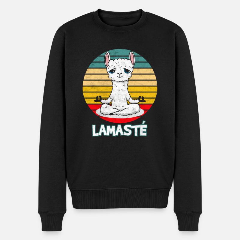 Yoga Méditation Mindfulness Lama - Namaste - Pull Premium bio Homme - noir