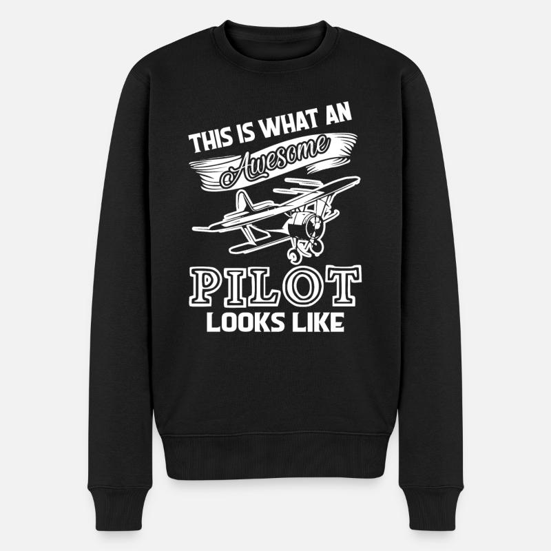 Pilot Super Pilot sieht aus wie - Männer Premium Bio Pullover - Schwarz