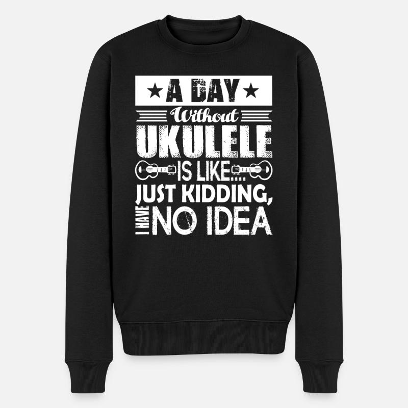 Ukulele Ein Tag ohne Ukulele - Männer Premium Bio Pullover - Schwarz