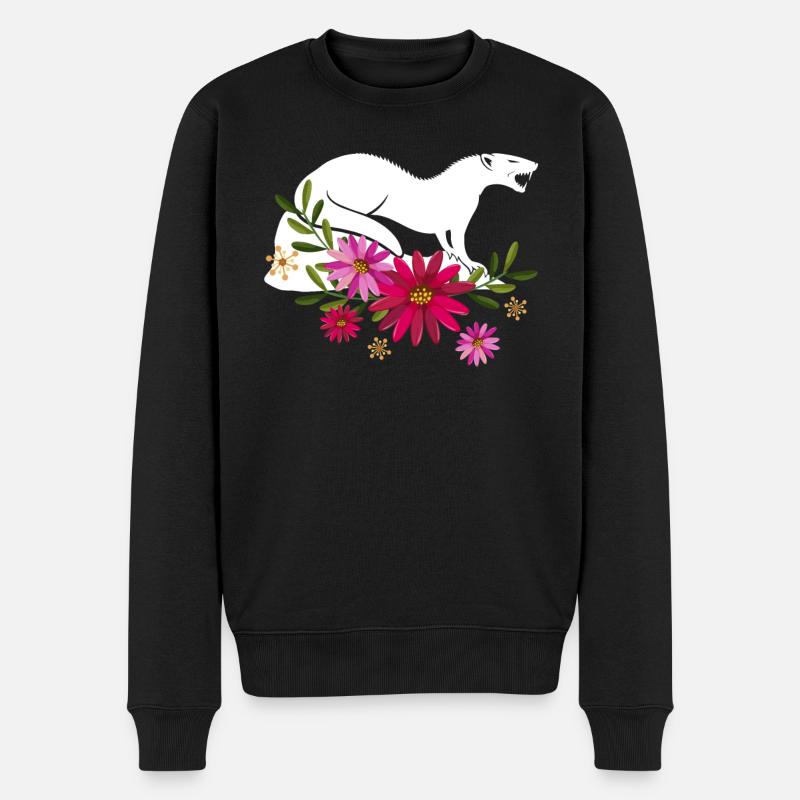 Mungo mit Blumen - Männer Premium Bio Pullover - Schwarz