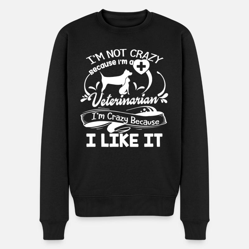 Tierarzt Verrückter Tierarzt - Männer Premium Bio Pullover - Schwarz
