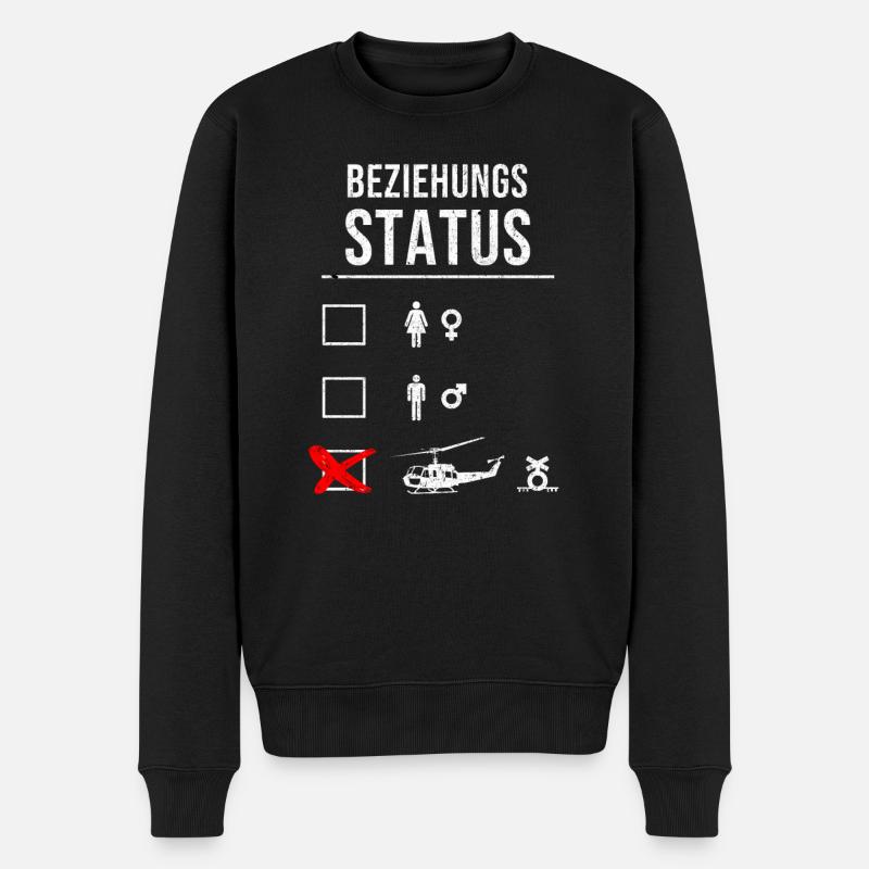 Witziges Helicopter Beziehung Status Design - Männer Premium Bio Pullover - Schwarz