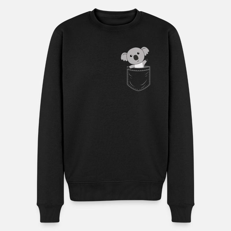 Koala in Brusttasche Tasche Koalas Koalatasche - Männer Premium Bio Pullover - Schwarz