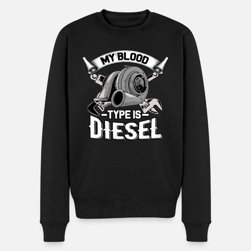 Mein Bluttyp ist Diesel - Diesel Mechaniker Trucker - Männer Premium Bio Pullover - Schwarz