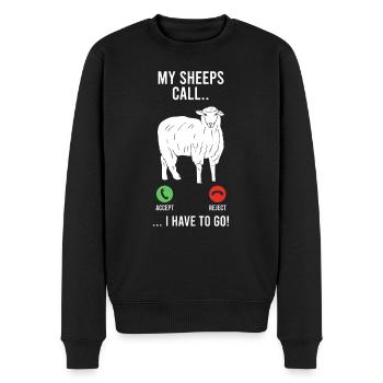 Schäfer Spruch meine Schafe rufen an Landwirt - Männer Premium Bio Pullover - Schwarz - Vorne - Nico (187cm)