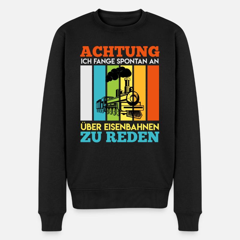 Zugführer Eisenbahner Eisenbahn Geschenk Lokführer - Männer Premium Bio Pullover - Schwarz