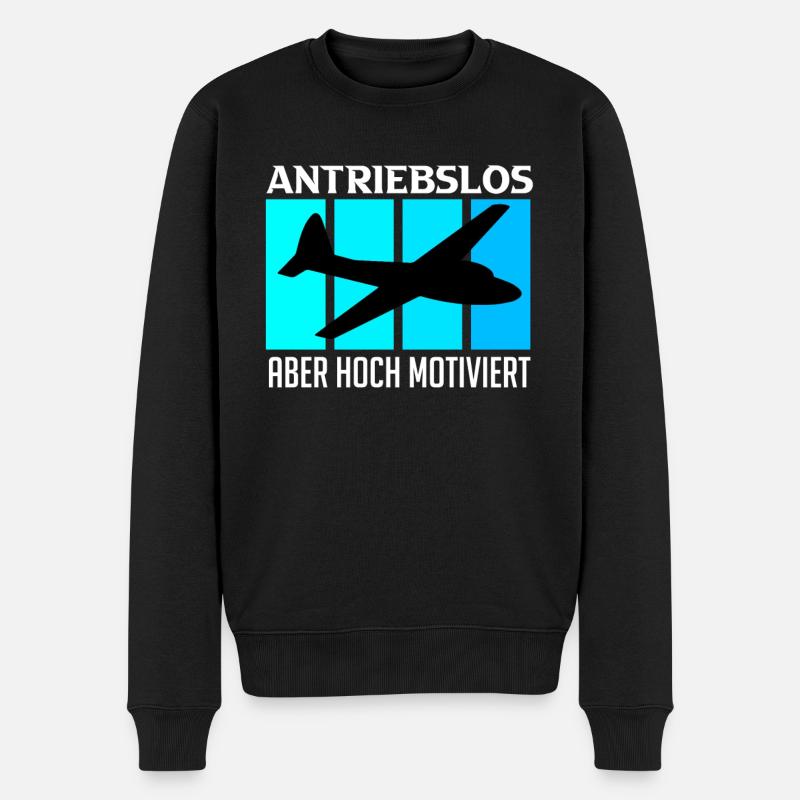Piloten Spruch Segelflugzeug Antriebslos aber - Männer Premium Bio Pullover - Schwarz