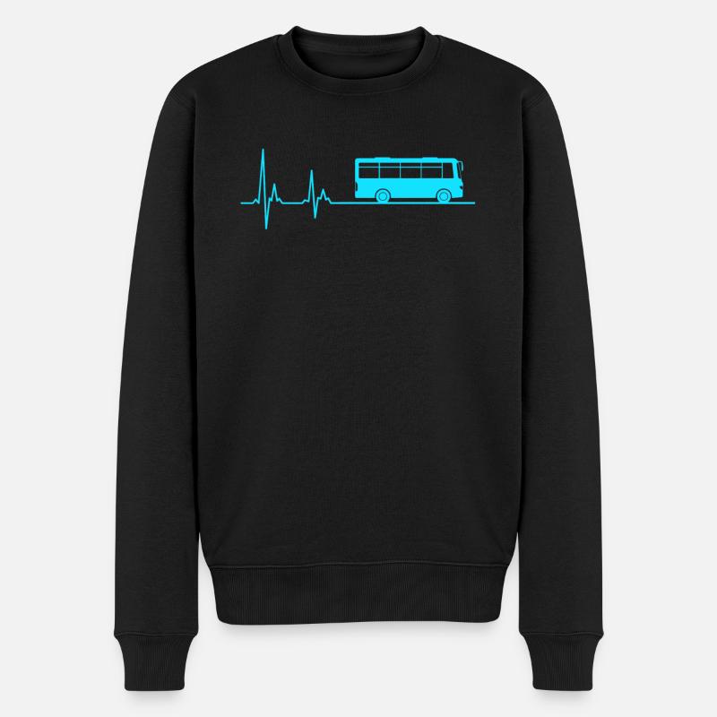Bus Geschenk Busfahrer Herzschlag Herzlinie - Männer Premium Bio Pullover - Schwarz
