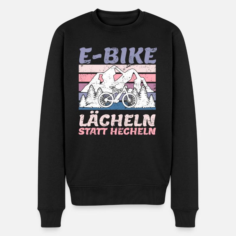 E-Bike lächeln statt hecheln EBiker Geschenk - Männer Premium Bio Pullover - Schwarz