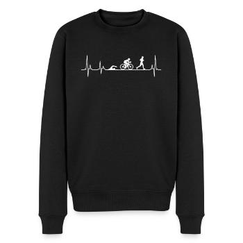 Triathlon Herzschlag EKG Herlinie Herzfrequenz - Männer Premium Bio Pullover - Schwarz - Vorne - Nico (187cm)