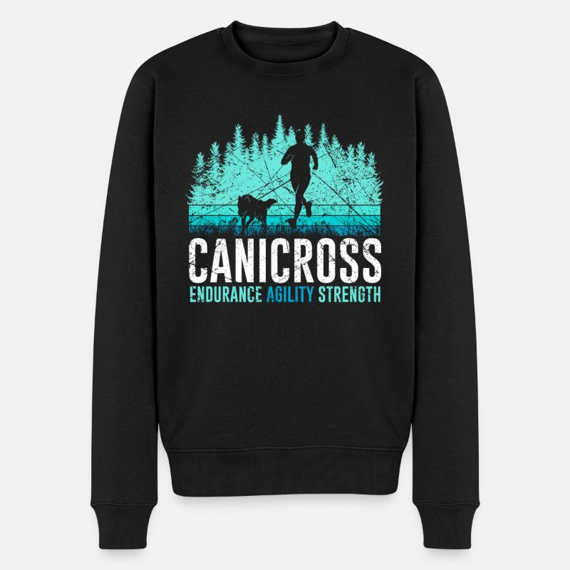 Zughunde Sport Running mit Hund Canicross Geschenk - Männer Premium Bio Pullover - Schwarz