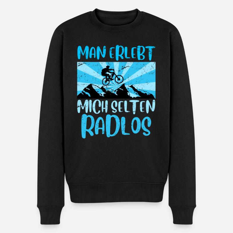 Man erlebt mich sleten radlos Fahrrad MTB Geschenk - Männer Premium Bio Pullover - Schwarz