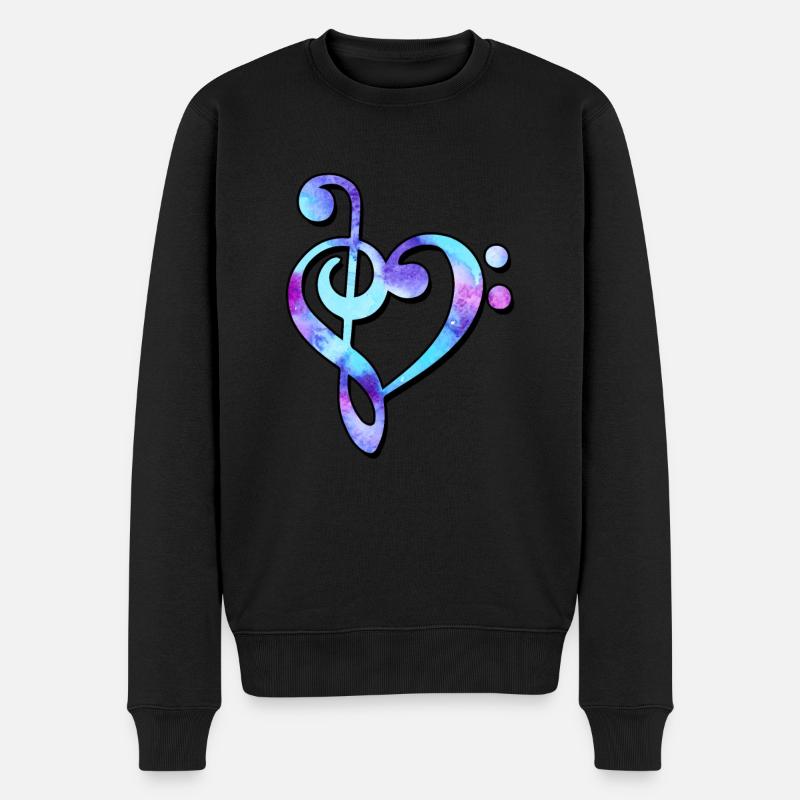 Musiknoten Bassschlüssel Notenschlüssel Techno - Männer Premium Bio Pullover - Schwarz