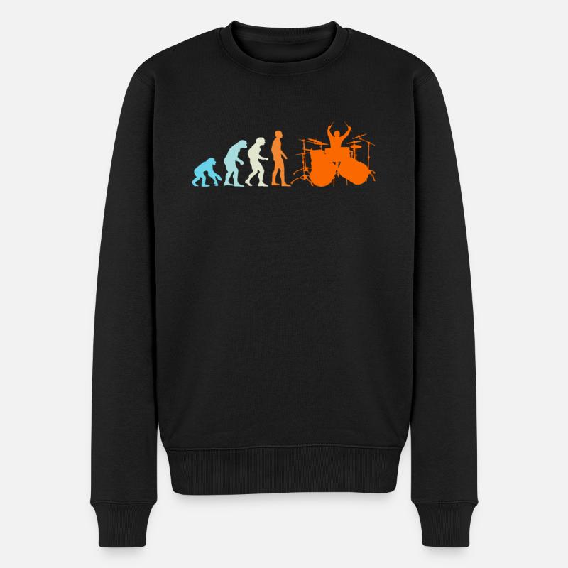 Schlagzeuger Drummer Evolution Affe Mensch - Männer Premium Bio Pullover - Schwarz