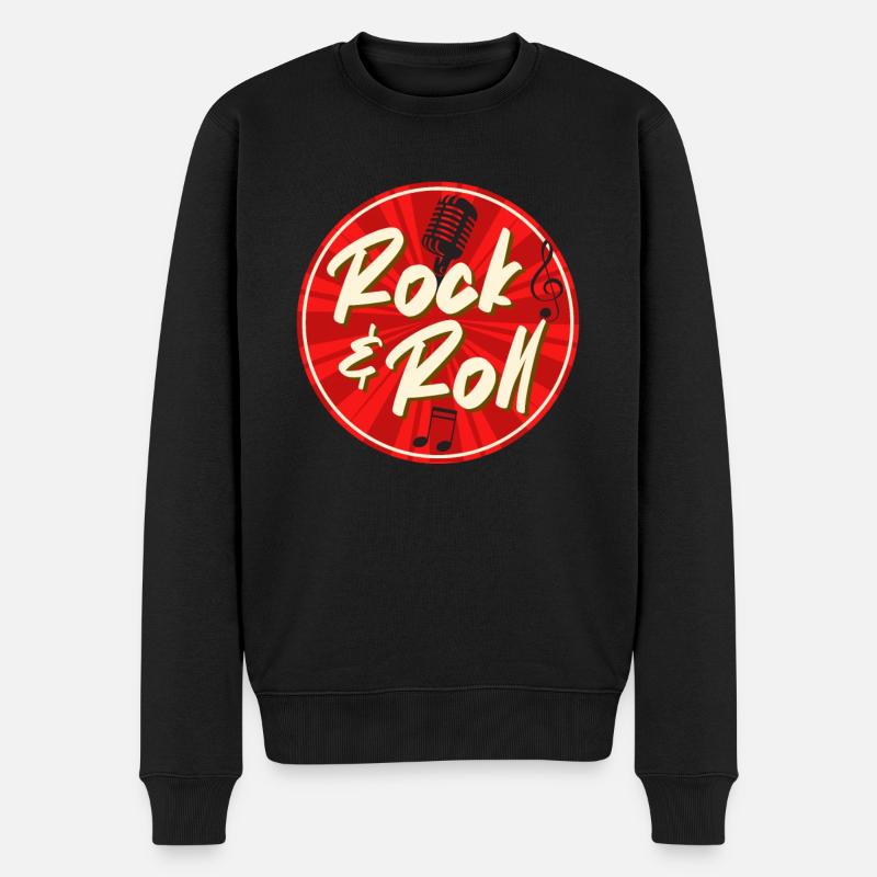 Rock and Roll Rockmusik Heavy Metal Gitarre - Männer Premium Bio Pullover - Schwarz