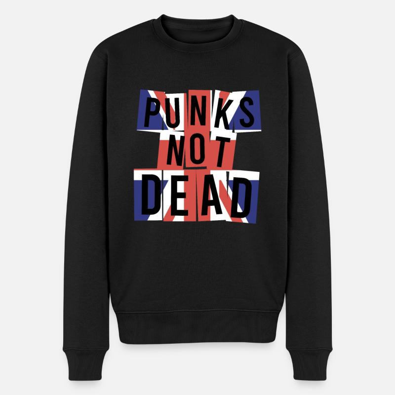 Punk Rock Spruch Punks not dead Rockmusik - Männer Premium Bio Pullover - Schwarz