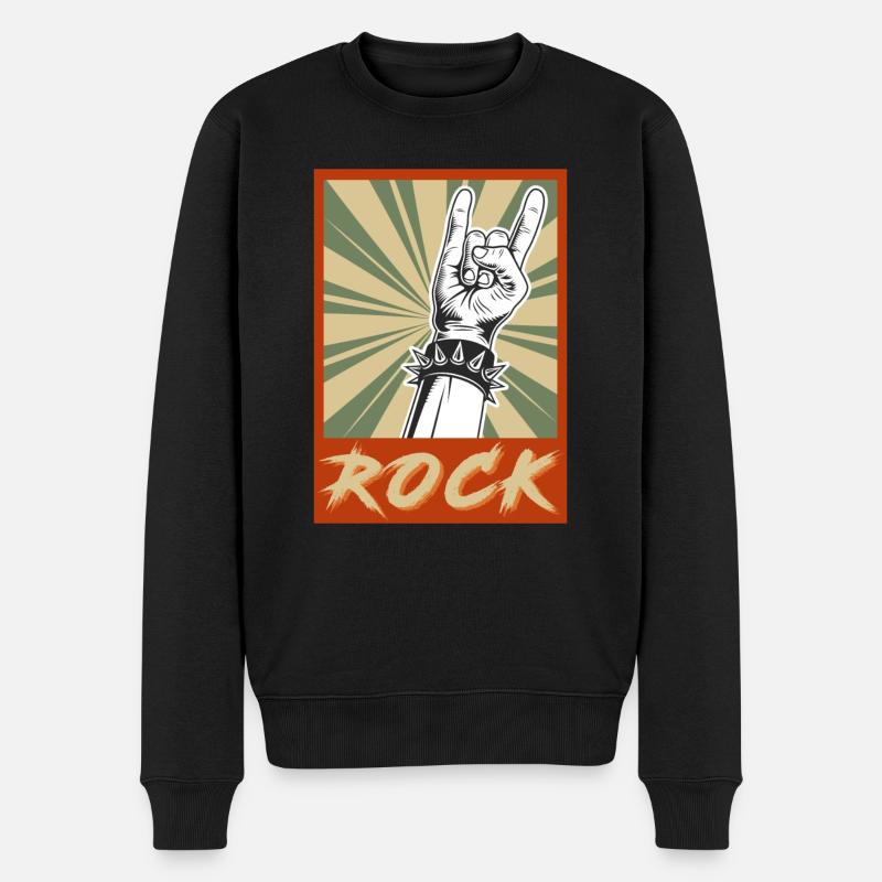Vintage Rock Symbol Rockmusik Rocker - Männer Premium Bio Pullover - Schwarz