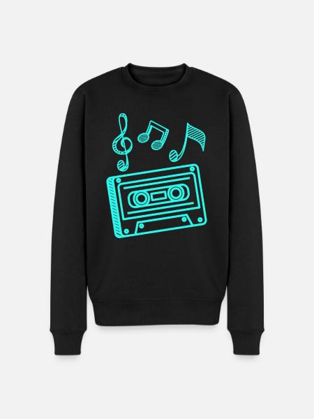Musikkassett 90-talls hiphop minimalistisk kassett - Premium økologisk genser for menn - svart