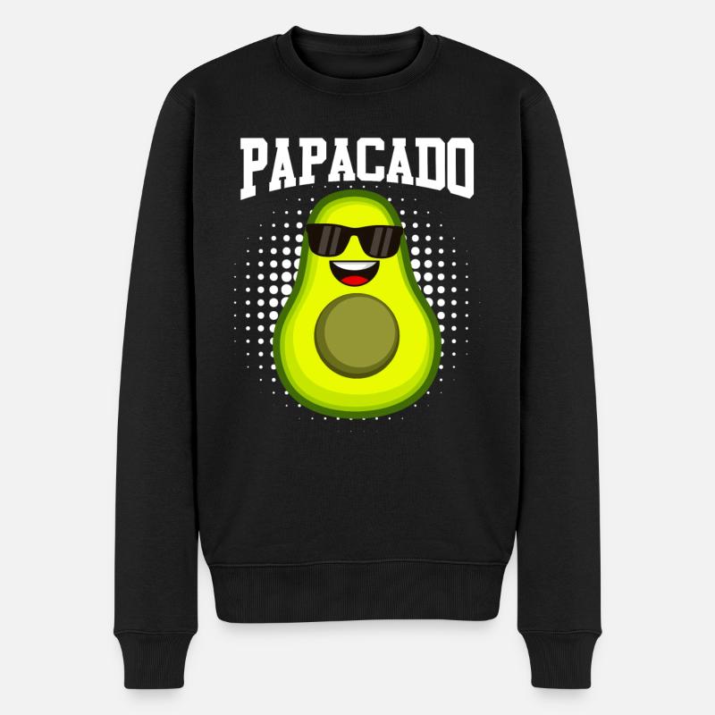 Cooler Papa Vater Spruch Papacado Babywunsch - Männer Premium Bio Pullover - Schwarz