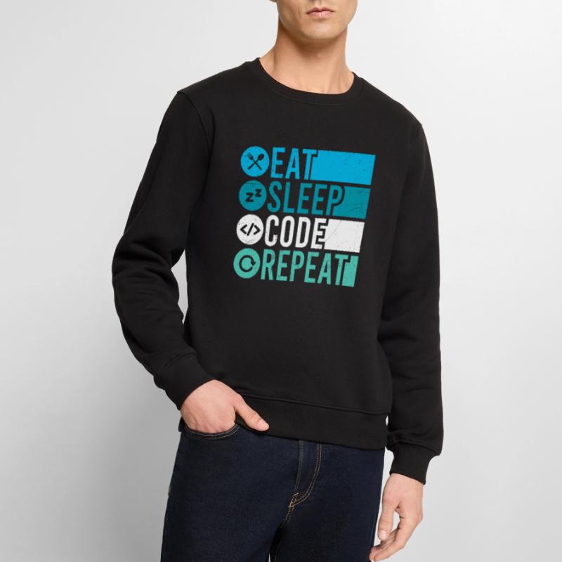 Eat Sleep Code Repeat Programmeur Pull Premium bio Homme