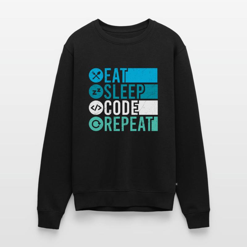 Eat Sleep Code Repeat Programmeur Pull Premium bio Homme