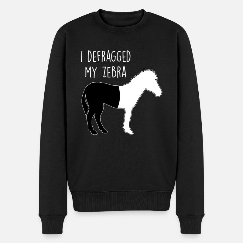 I defragged my Zebra Coder Informatiker Hacker - Männer Premium Bio Pullover - Schwarz