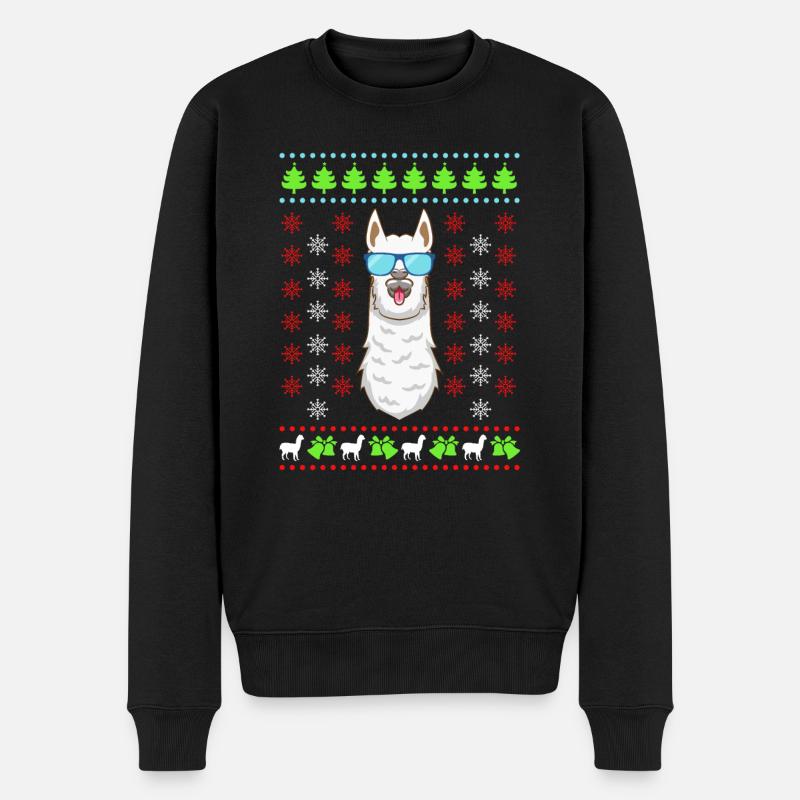 Lama Alpaka Ugly Christmas - Pull Premium bio Homme - noir
