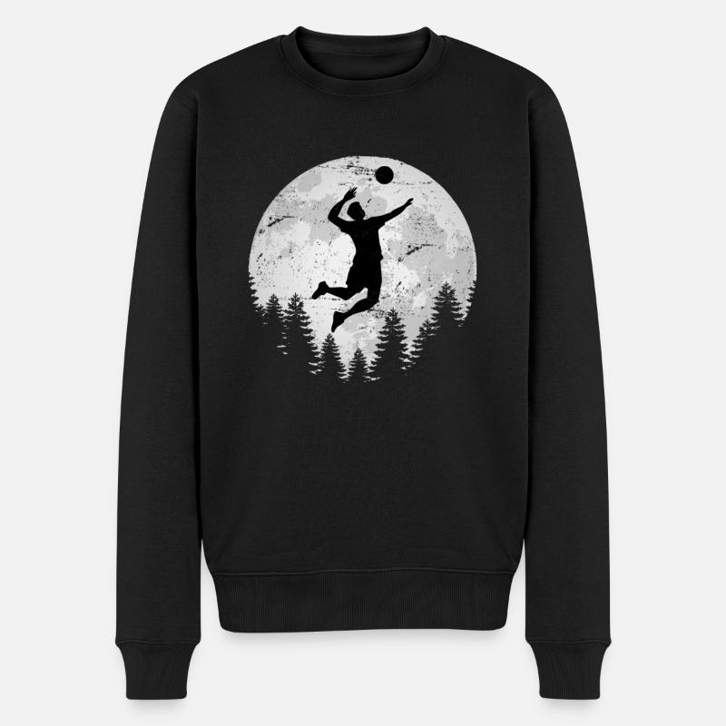 Volleyball Vollmond Aufschlag Schmetterball - Männer Premium Bio Pullover - Schwarz
