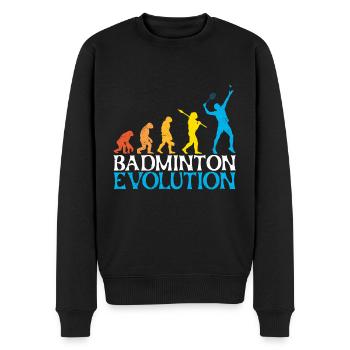 Badminton Evolution Affe Badmintonspieler - Männer Premium Bio Pullover - Schwarz - Vorne - Nico (187cm)