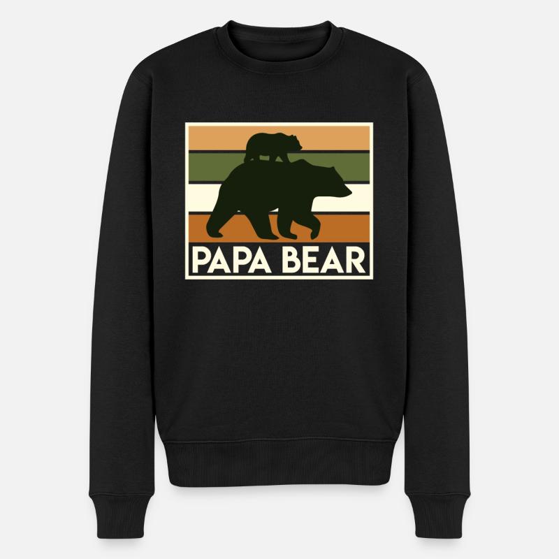 Papa Bear werdender Papa Vatertag - Männer Premium Bio Pullover - Schwarz