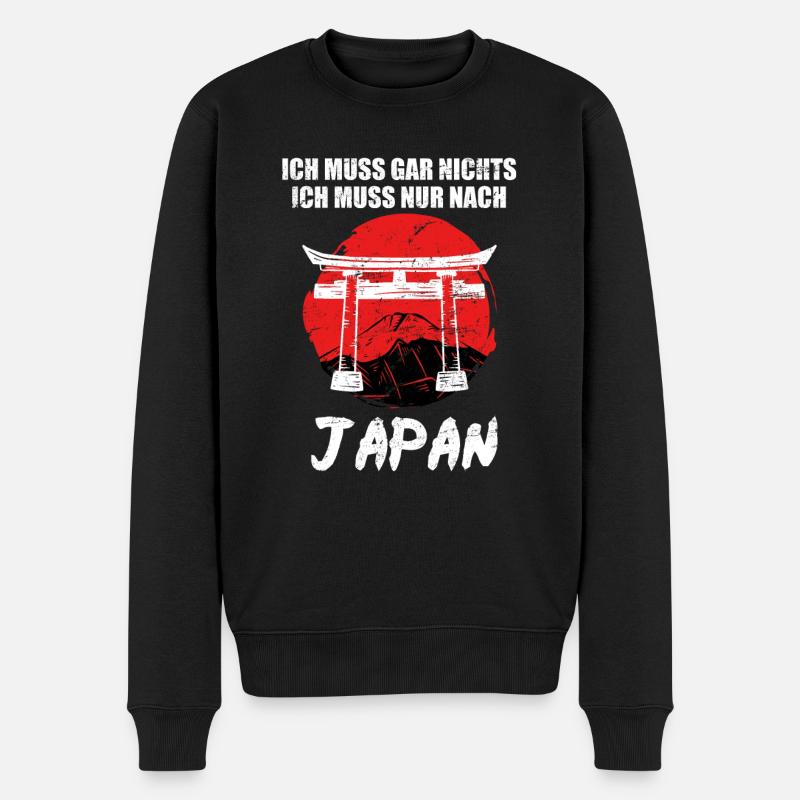 Ich muss gar nichts ich muss nur nach Japan - Männer Premium Bio Pullover - Schwarz