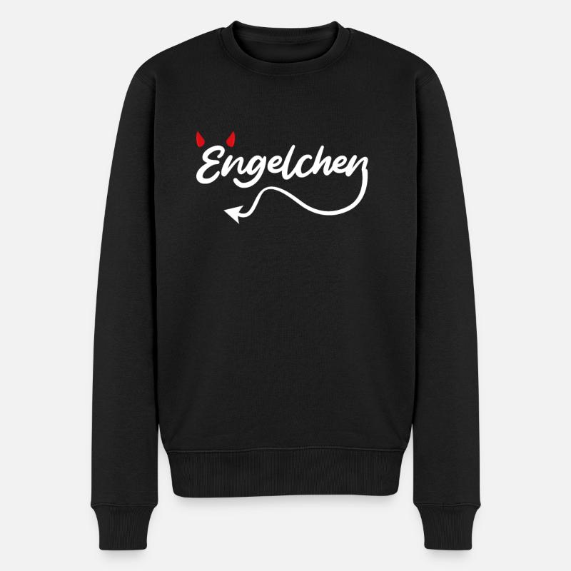 Engel oder Teufel Engelchen Teufelchen - Männer Premium Bio Pullover - Schwarz