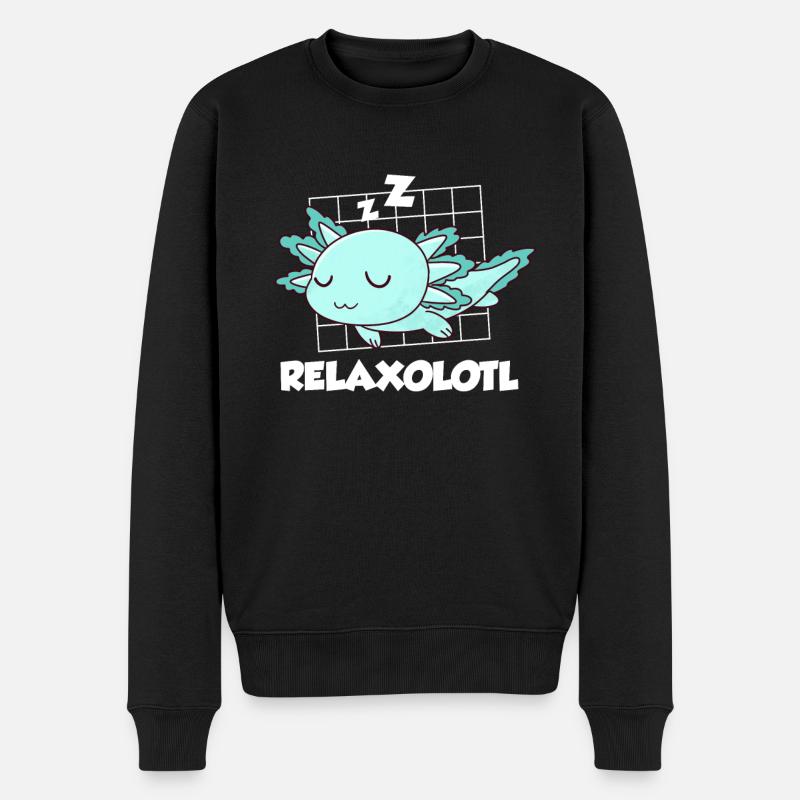 Relaxolotl Langschläfer Axolotl - Männer Premium Bio Pullover - Schwarz