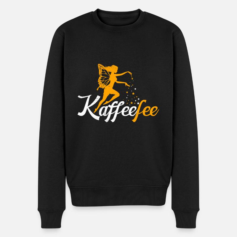 Kaffeefee Kaffee Fee Kaffee Trinker - Männer Premium Bio Pullover - Schwarz