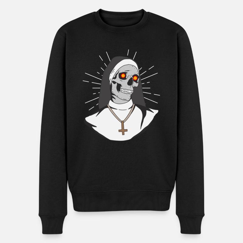 Satan Nonne Antichrist Totenkopf Satan - Männer Premium Bio Pullover - Schwarz