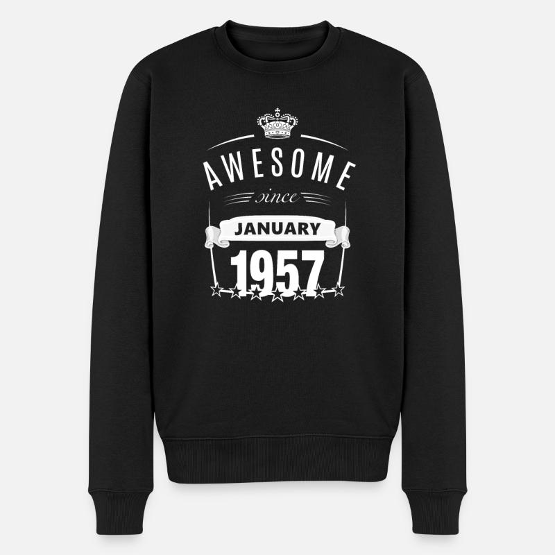 Januar 1957 geboren - Männer Premium Bio Pullover - Schwarz