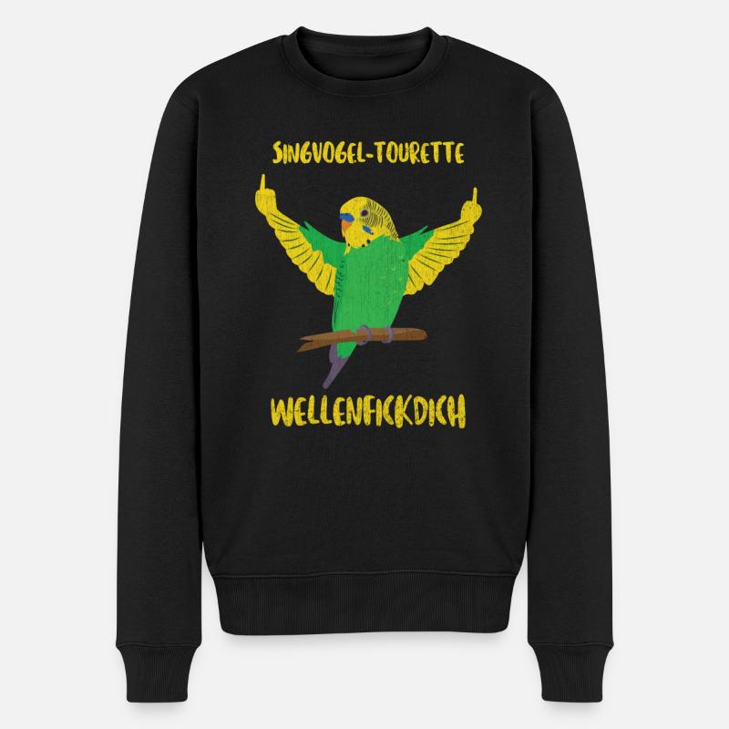 Kanarienvogel Wellensittich Wellenfickdich - Männer Premium Bio Pullover - Schwarz