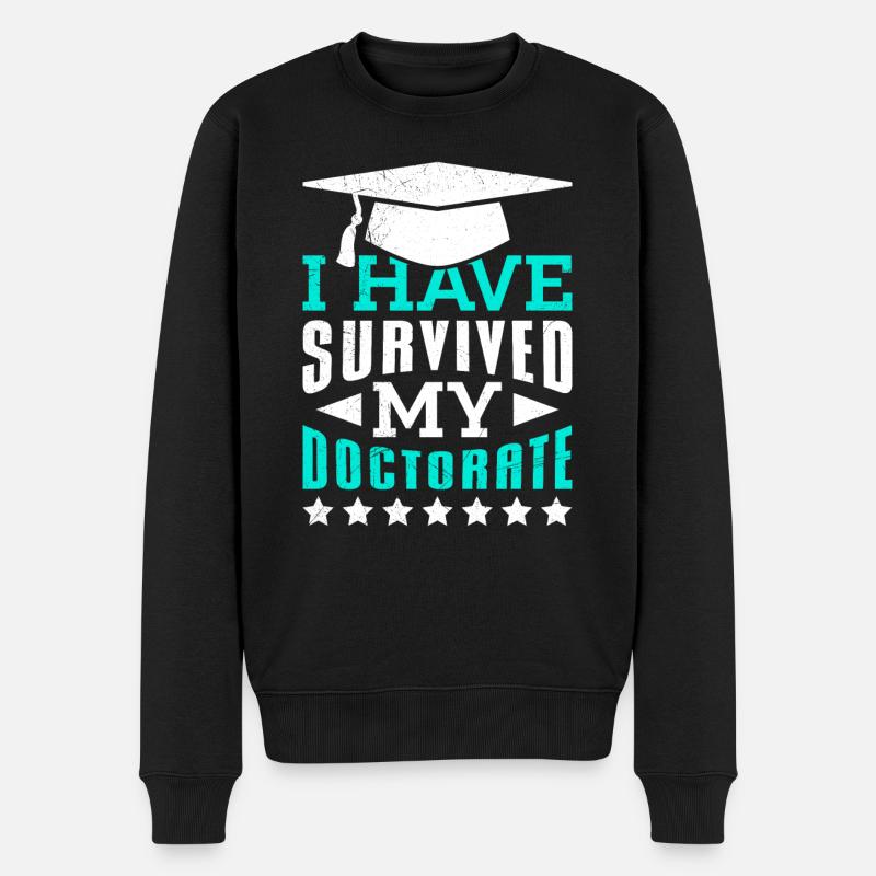 Ich habe meine Doktorarbeit überlebt Promotion - Männer Premium Bio Pullover - Schwarz