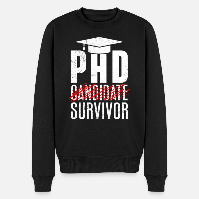 PHD ph.d.-afhandling Overlevende Bestået - Økologisk premium-sweatshirt til mænd - sort