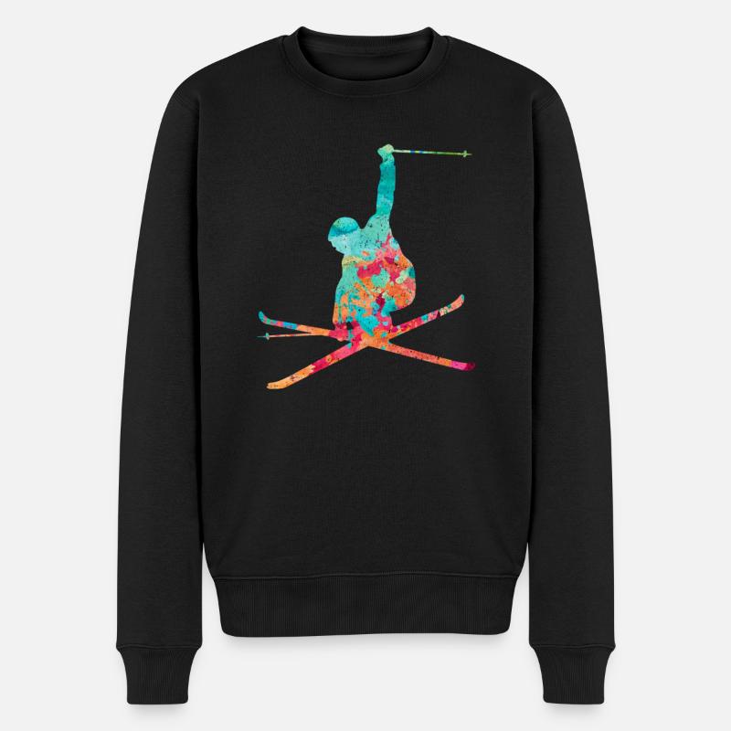 Skifahrer Wintersport - PopArt Style - Männer Premium Bio Pullover - Schwarz